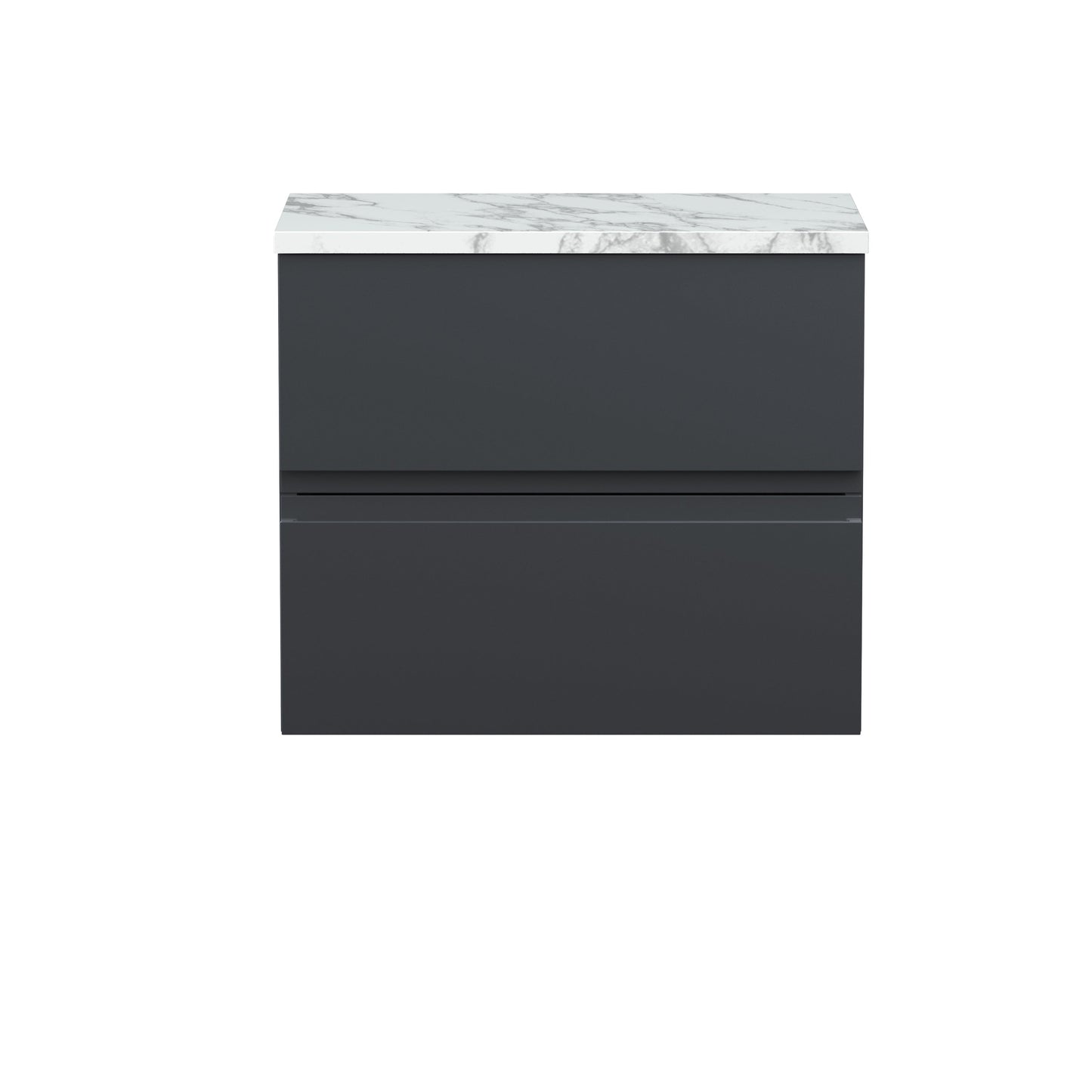 Hudson Reed Urban 600mm Soft Black Wall Hung 2-Drawer Unit With Laminate Worktop