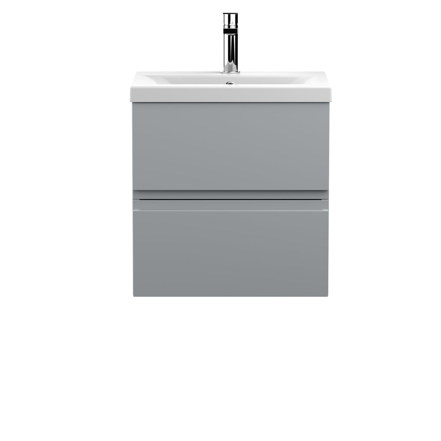 Hudson Reed Urban 500mm Satin Grey Wall Hung 2 Drawer Vanity Unit with Basin With Soft Close Drawers