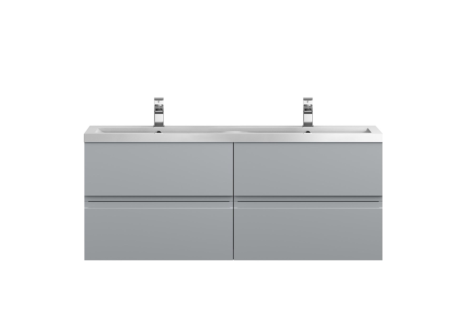 Hudson Reed Urban 1200mm Satin Grey 4-Drawer Wall Hung Vanity Unit With Double Ceramic Basin