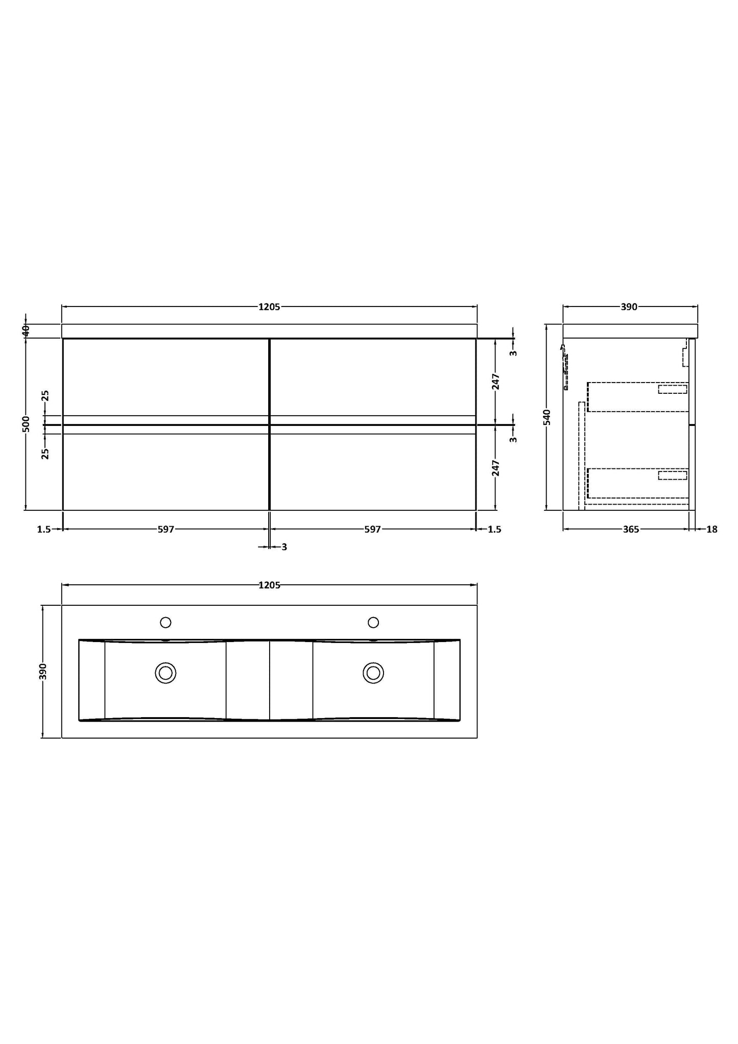 Hudson Reed Urban 1200mm Satin Grey 4-Drawer Wall Hung Vanity Unit With Double Ceramic Basin