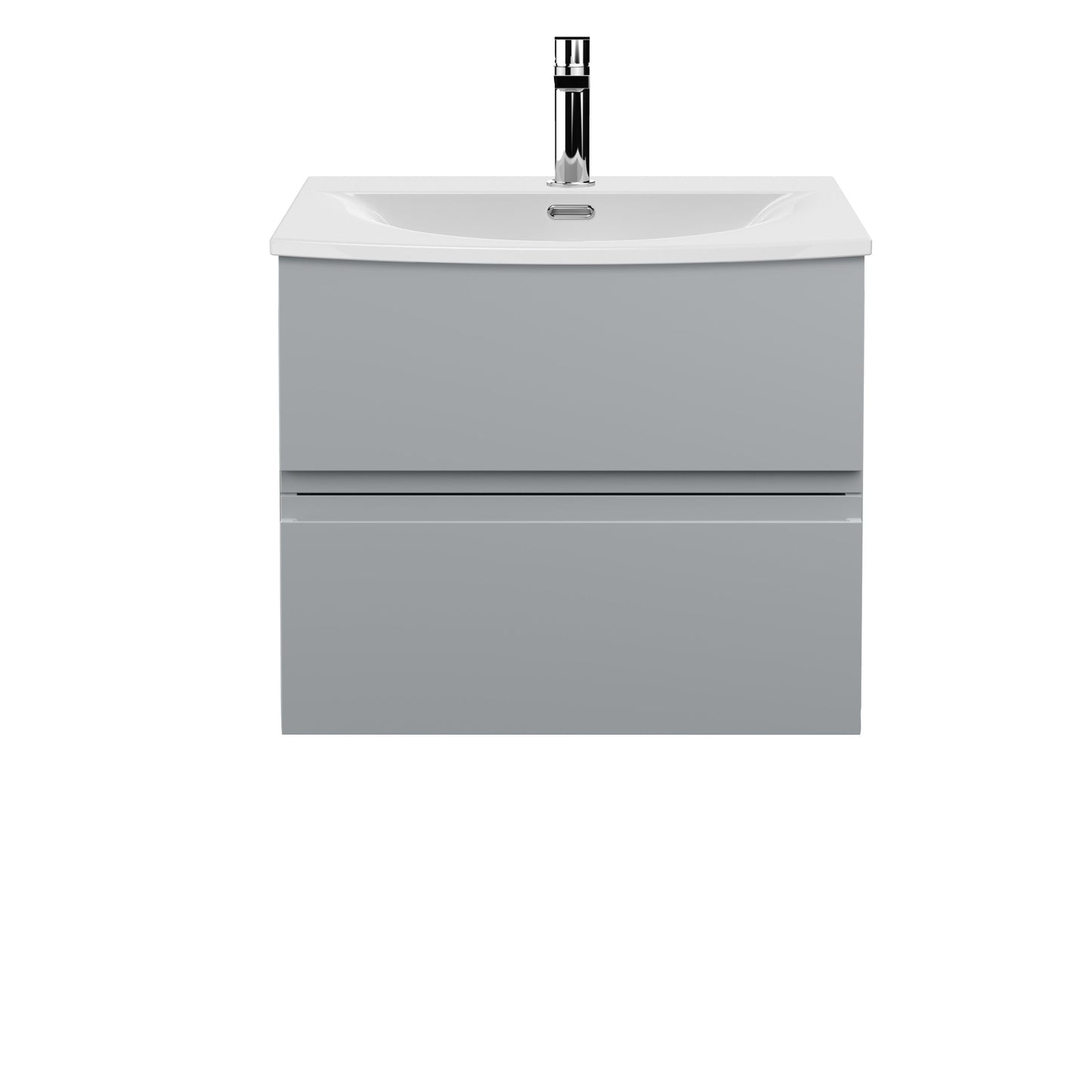 Hudson Reed Urban 600mm Satin Grey Wall Hung 2 Drawer Vanity Unit With Curved Basin