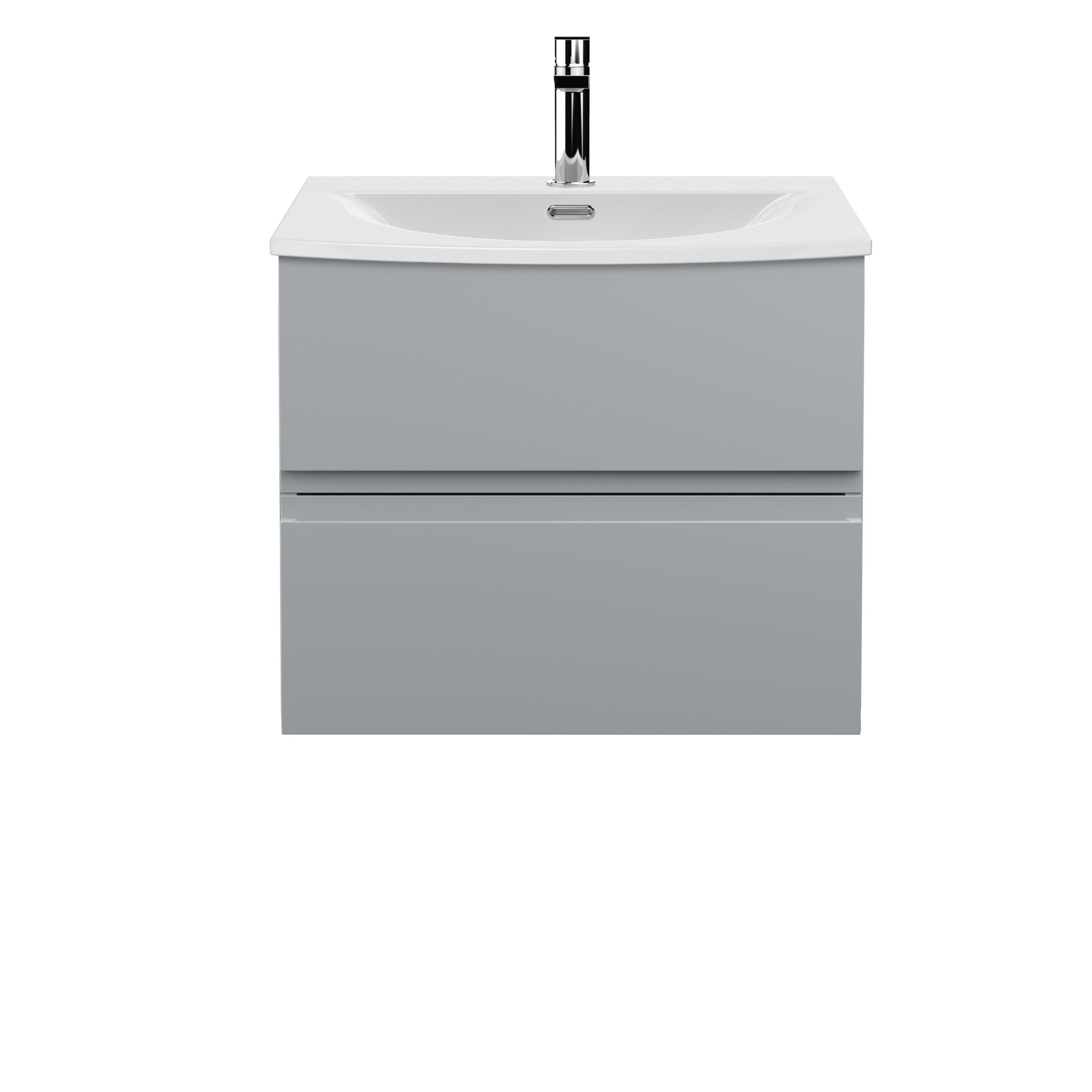Hudson Reed Urban 600mm Satin Grey Wall Hung 2 Drawer Vanity Unit With Curved Basin