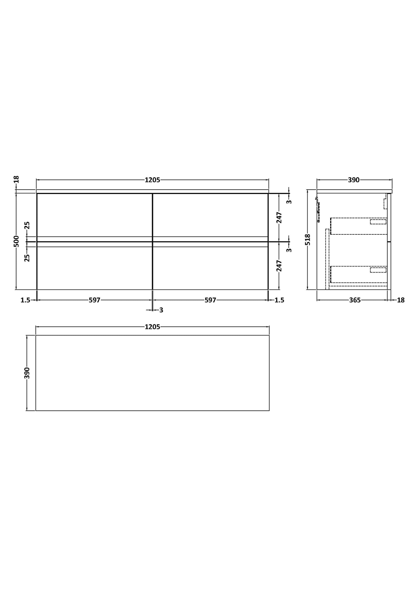 Hudson Reed Urban 1200mm Wall Hung 4-Drawer Unit With Worktop