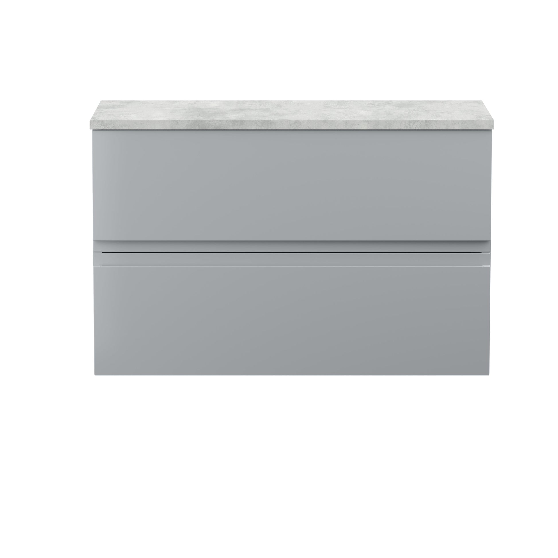 Hudson Reed Urban 805mm Satin Grey Wall Hung 2 Drawer Vanity Unit With Soft Close Drawers & Laminate Worktop