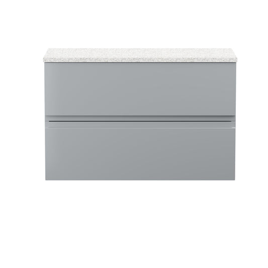 Hudson Reed Urban 800mm Satin Grey Wall Hung 2 Drawer Vanity Unit With Laminate Worktop