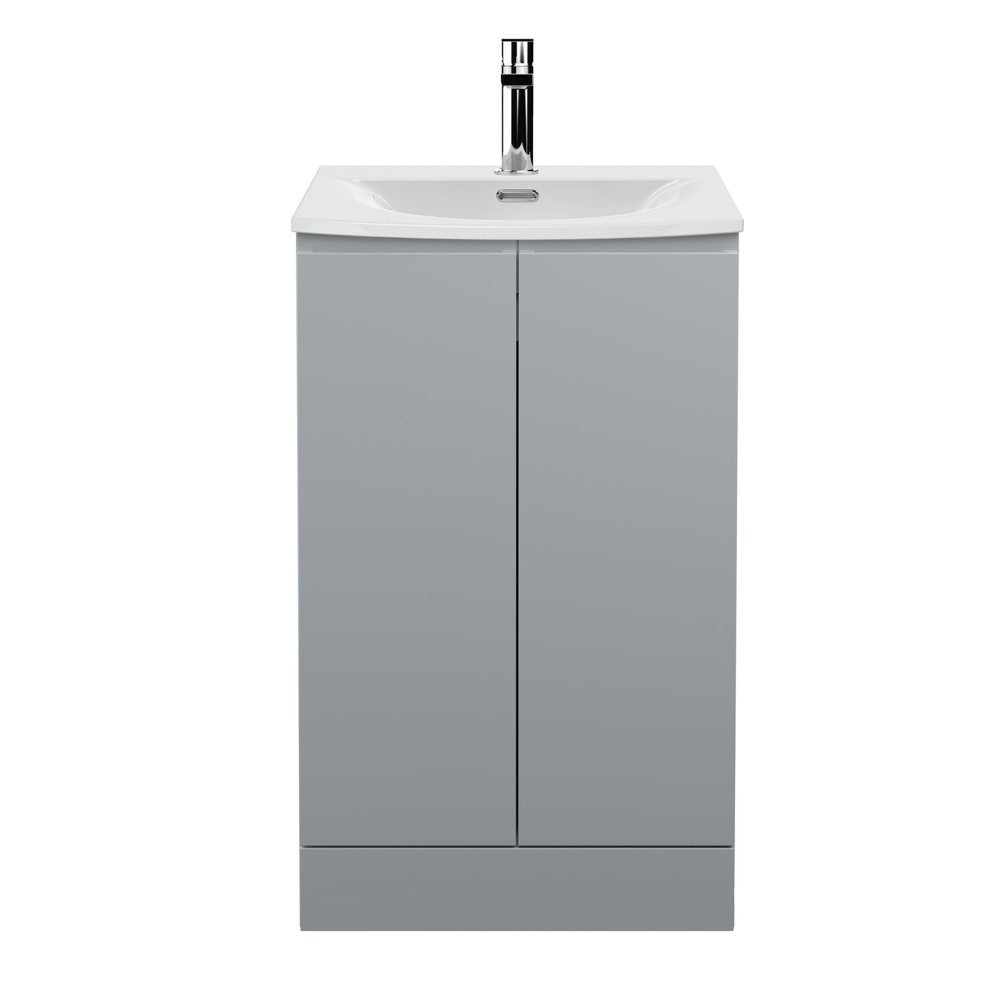 Hudson Reed Urban 500mm Satin Grey Floor Standing 2 Door Vanity Unit With Curved Basin