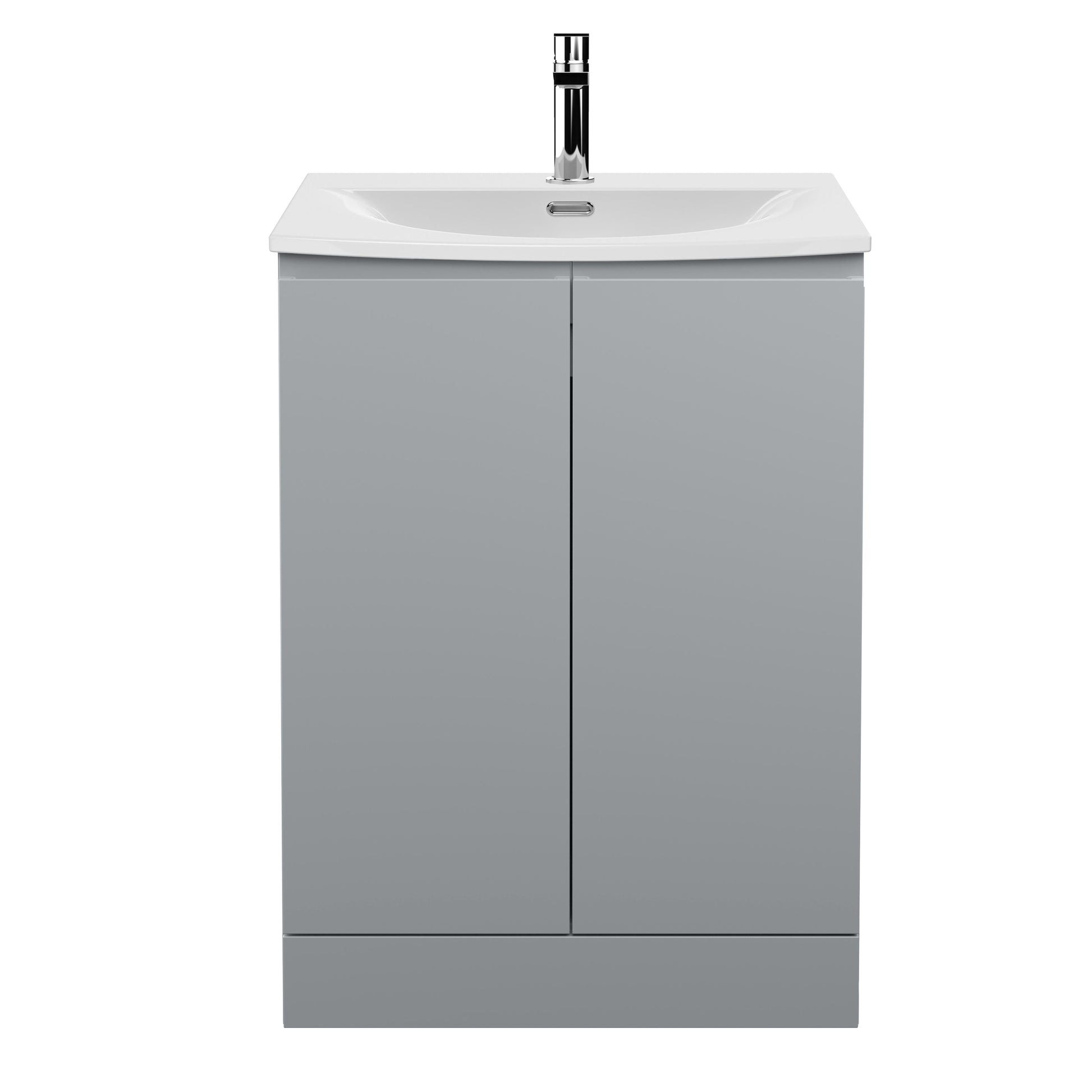 Hudson Reed Urban 600mm Satin Grey Floor Standing 2 Door Vanity Unit With Curved Basin