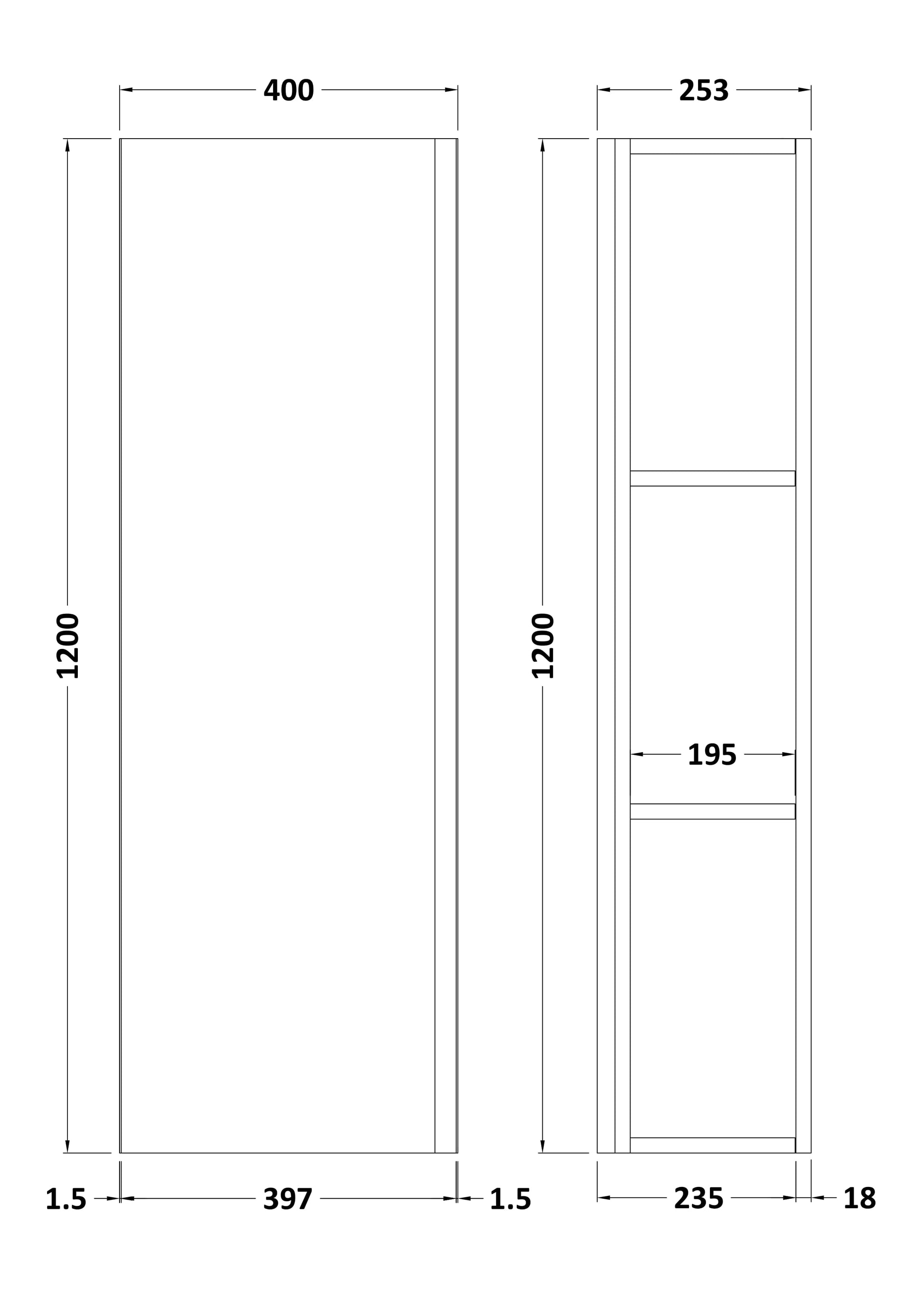 Hudson Reed Urban 400mm 1 Door Satin Grey Wall Hung Tall Cabinet