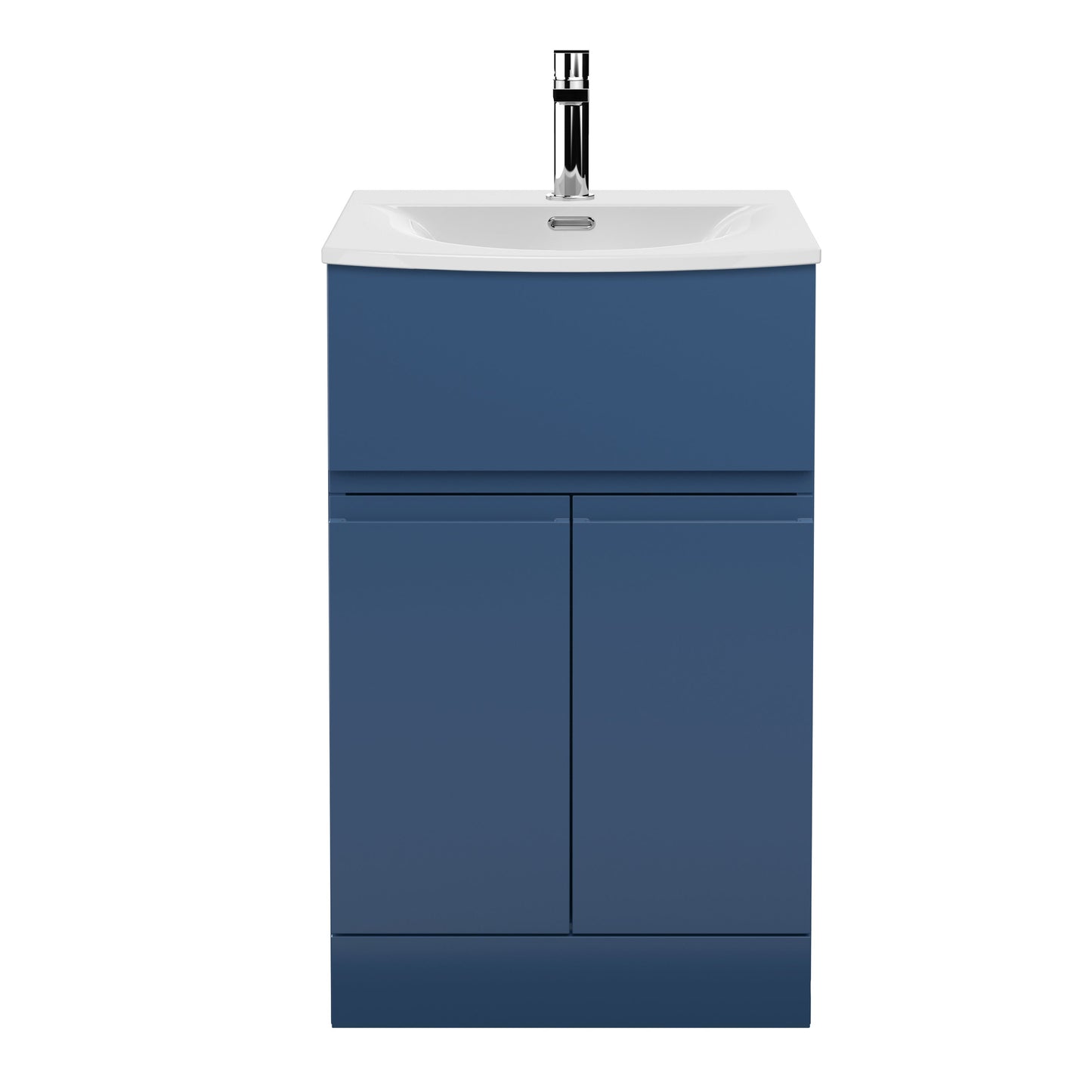 Hudson Reed Urban 510mm Satin Blue 2 Door 1 Drawer Floor Standing Vanity Unit with Curved Ceramic Basin