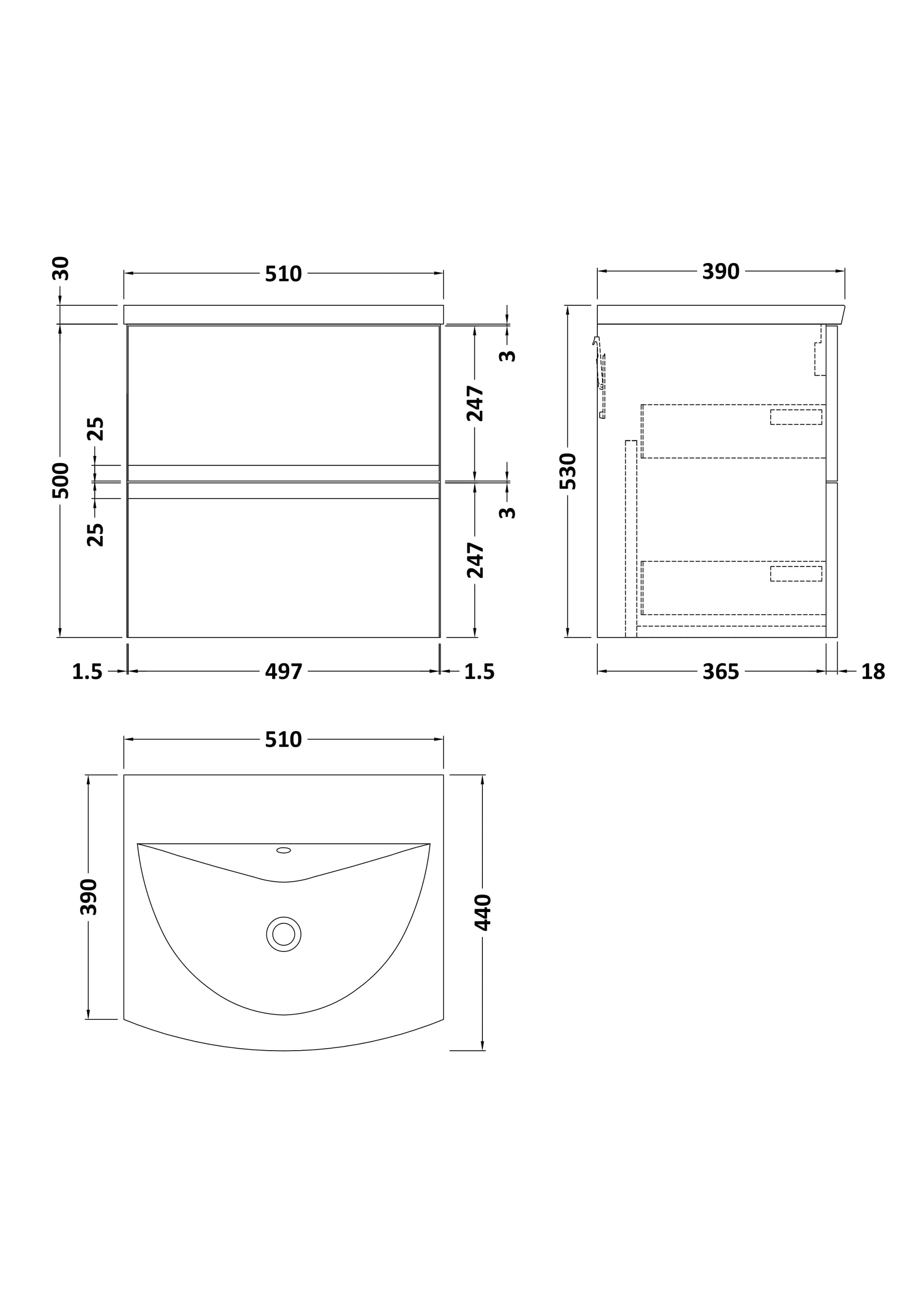 Hudson Reed Urban 500mm Wall Hung Vanity Unit With Basin