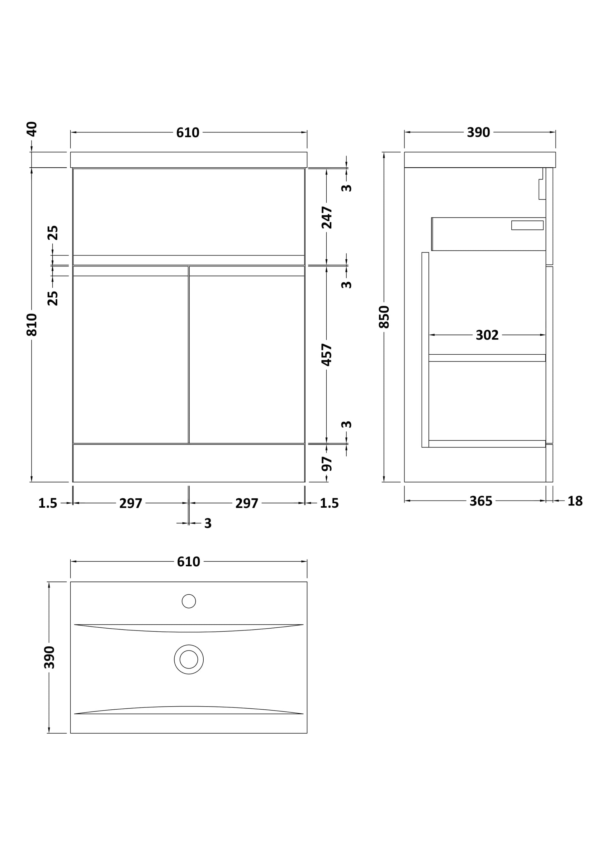 Hudson Reed Urban 600mm Floor Standing Vanity Unit With Basin