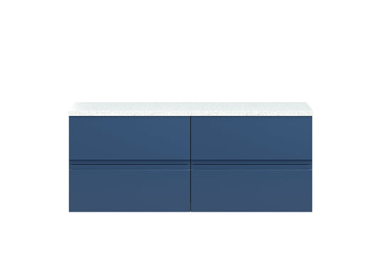 Hudson Reed Urban 1200mm Satin Blue Wall Hung 4-Drawer Unit With Laminate Worktop