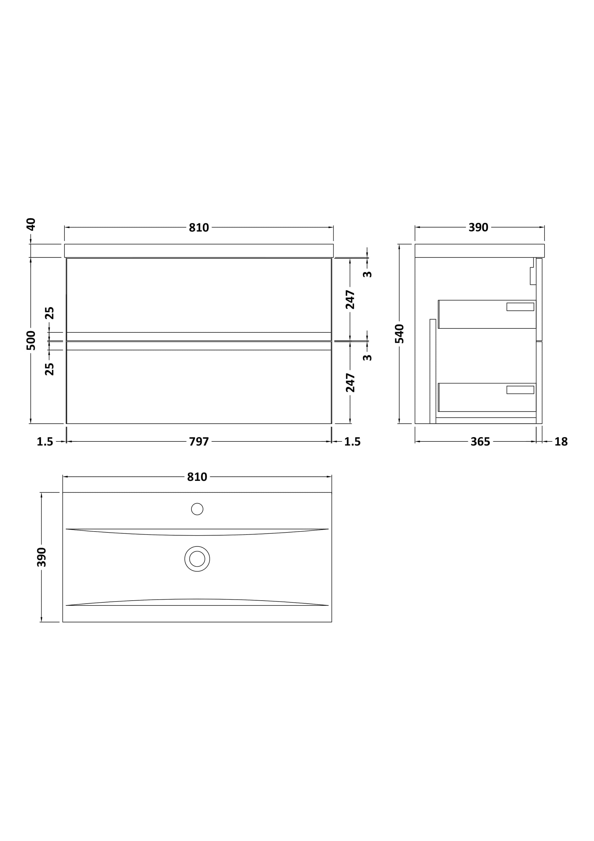 Hudson Reed Urban 800mm Wall Hung 2 Drawer Vanity Unit with Basin