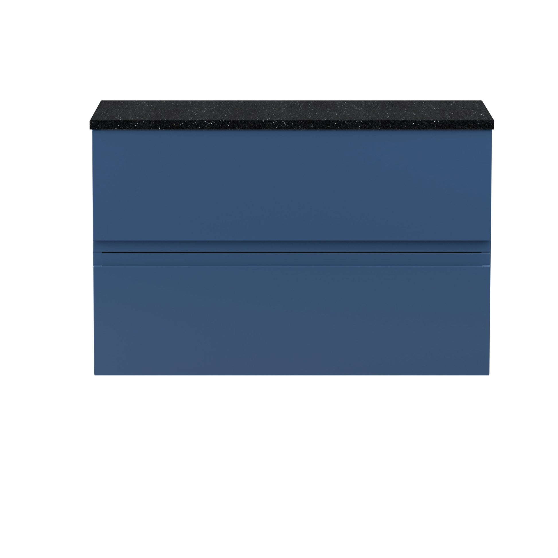 Hudson Reed Urban 800mm Satin Blue Wall Hung Vanity Unit Soft Close Drawers, Laminate Worktop