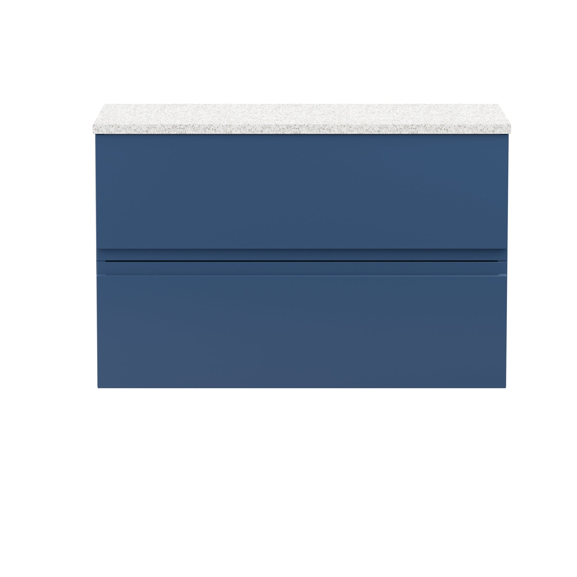Hudson Reed Urban 800mm Satin Blue Wall Hung 2 Drawer Vanity Unit With Laminate Worktop