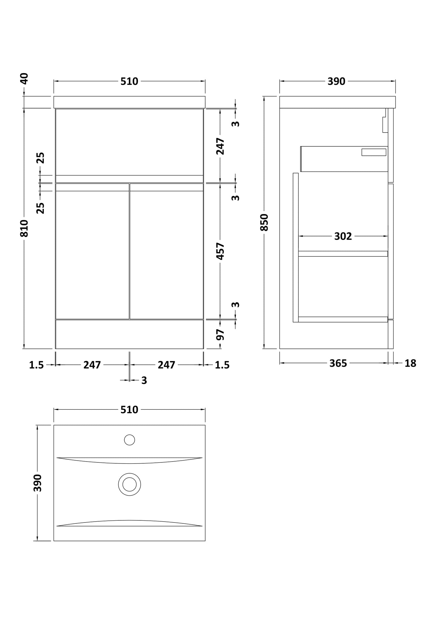 Hudson Reed Urban 500mm Floor Standing Vanity Unit with 1 Tap Hole Basin