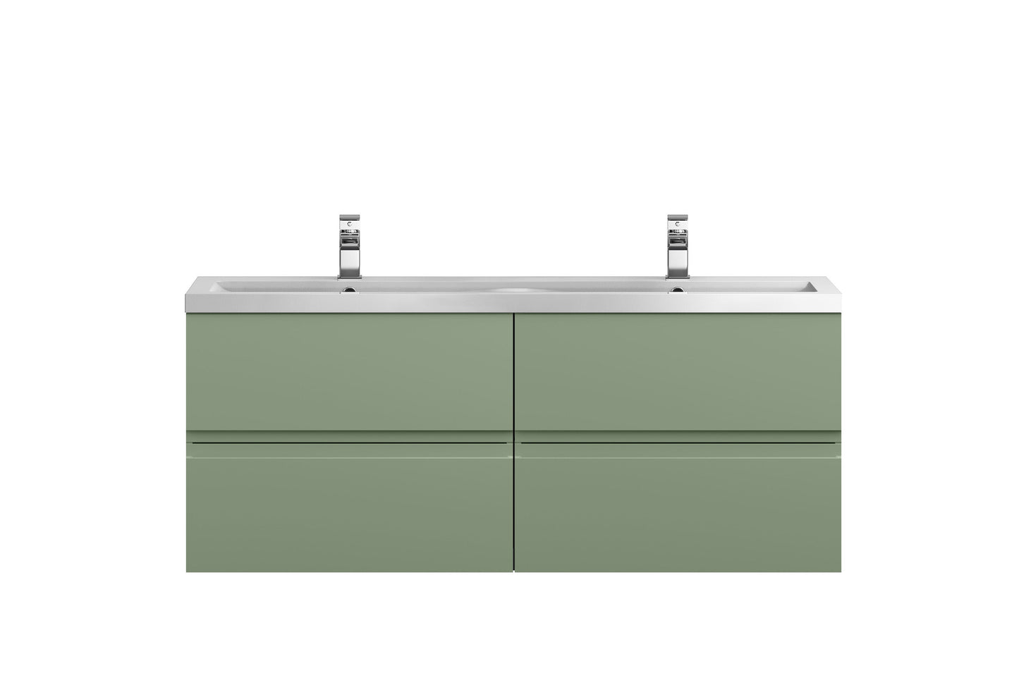 Hudson Reed Urban 1200mm Satin Green Wall Hung 4-Drawer Vanity Unit With Double Basin