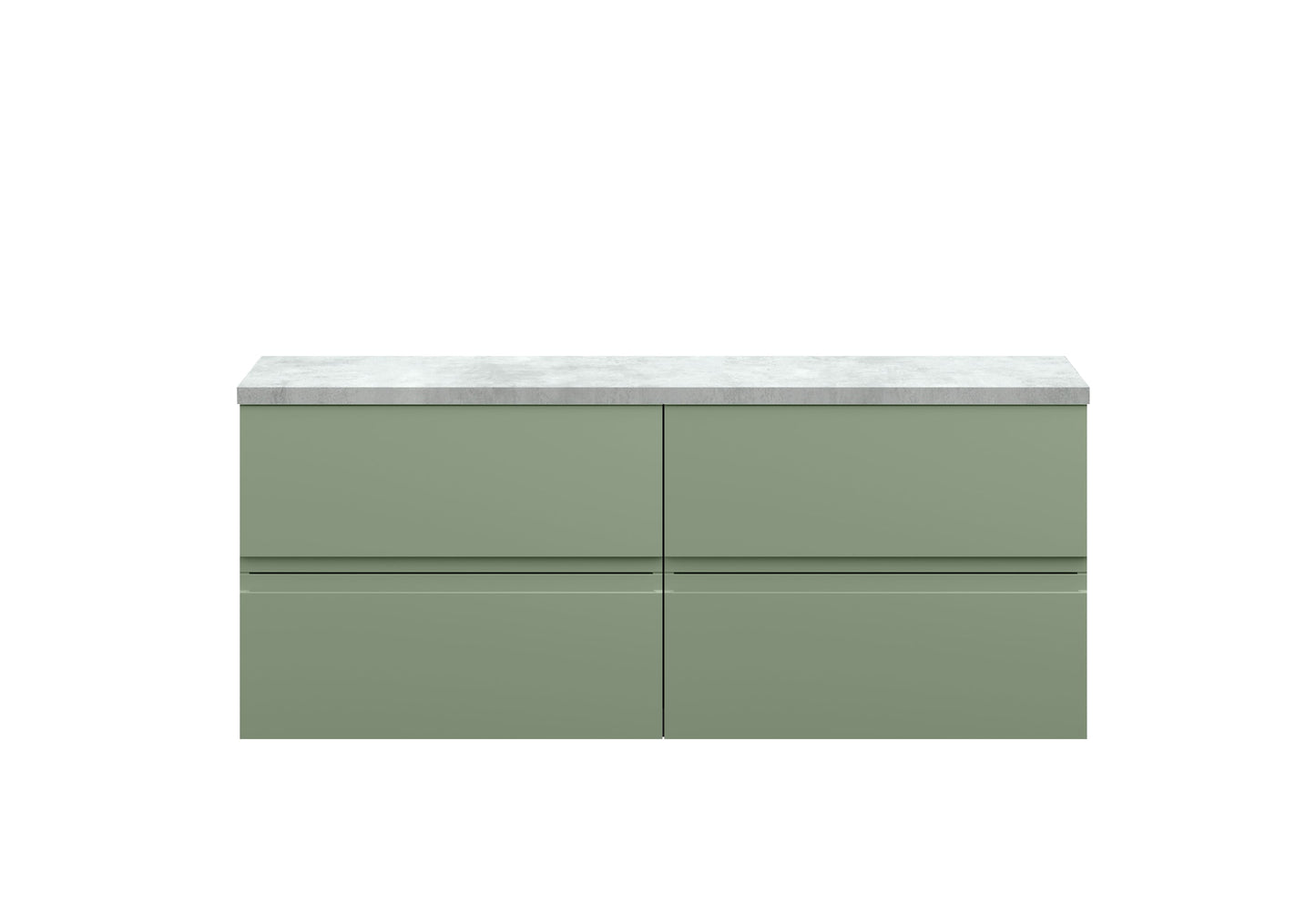 Hudson Reed Urban 1200mm Satin Green Wall Hung 4-Drawer Unit With Laminate Worktop
