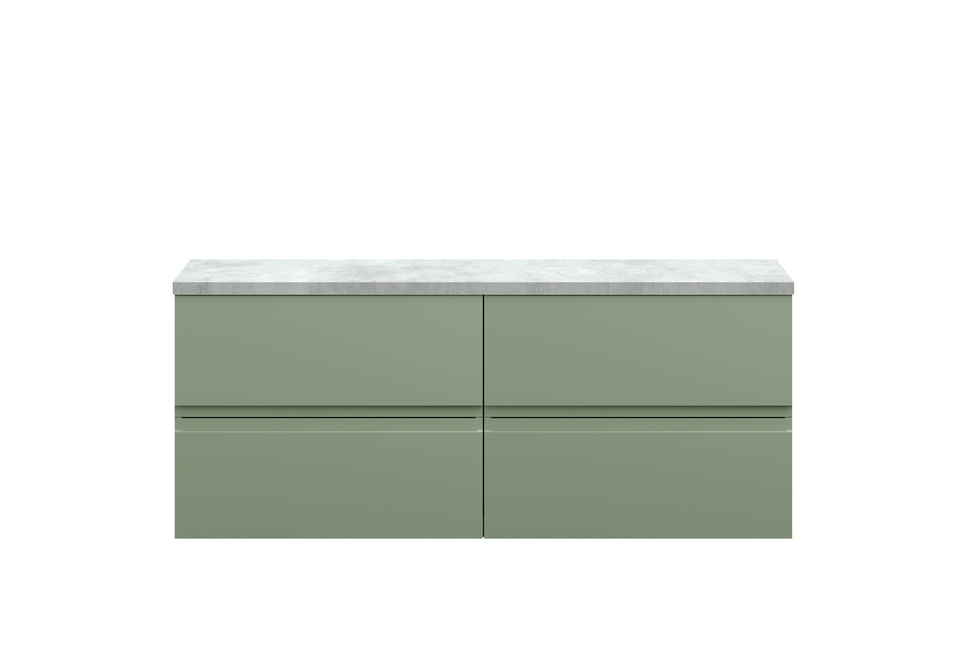 Hudson Reed Urban 1200mm Satin Green Wall Hung 4-Drawer Unit With Laminate Worktop