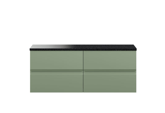 Hudson Reed Urban 1200mm Satin Green Wall Hung 4-Drawer Unit With Laminate Worktop