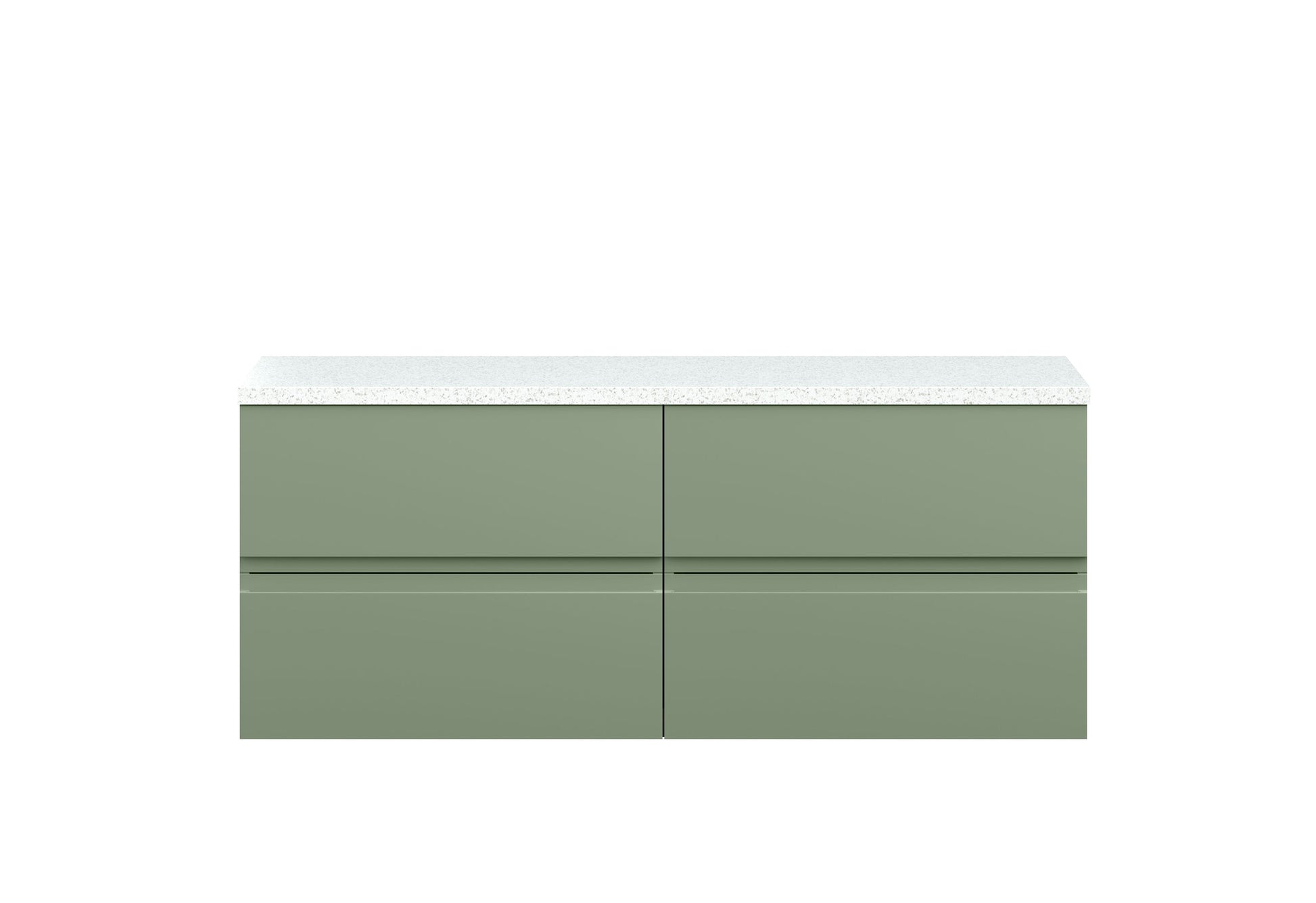 Hudson Reed Urban 1200mm Satin Green Wall Hung 4-Drawer Vanity Unit With Laminate Worktop