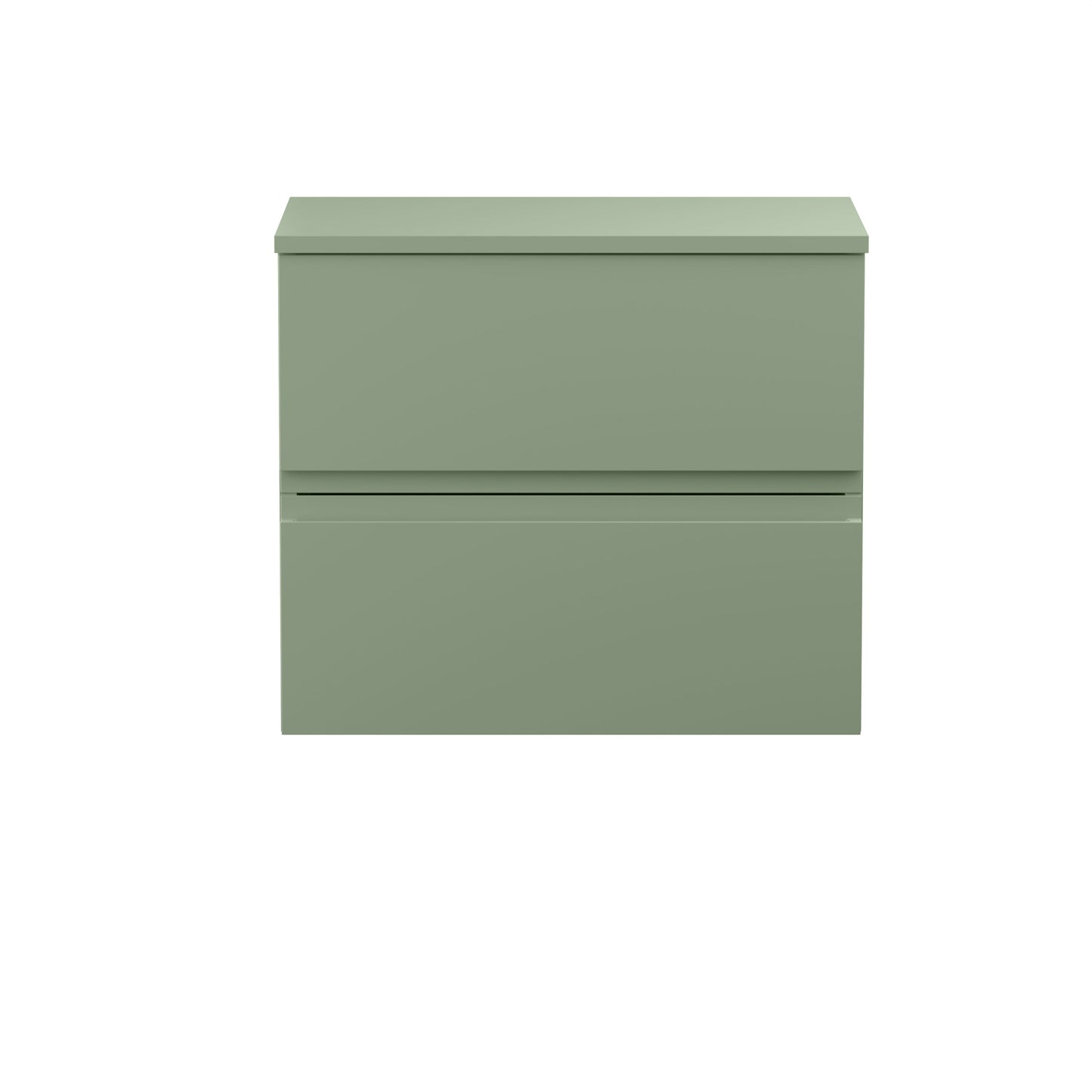 Hudson Reed Urban 600mm Satin Green Wall Hung 2-Drawer Unit With Worktop
