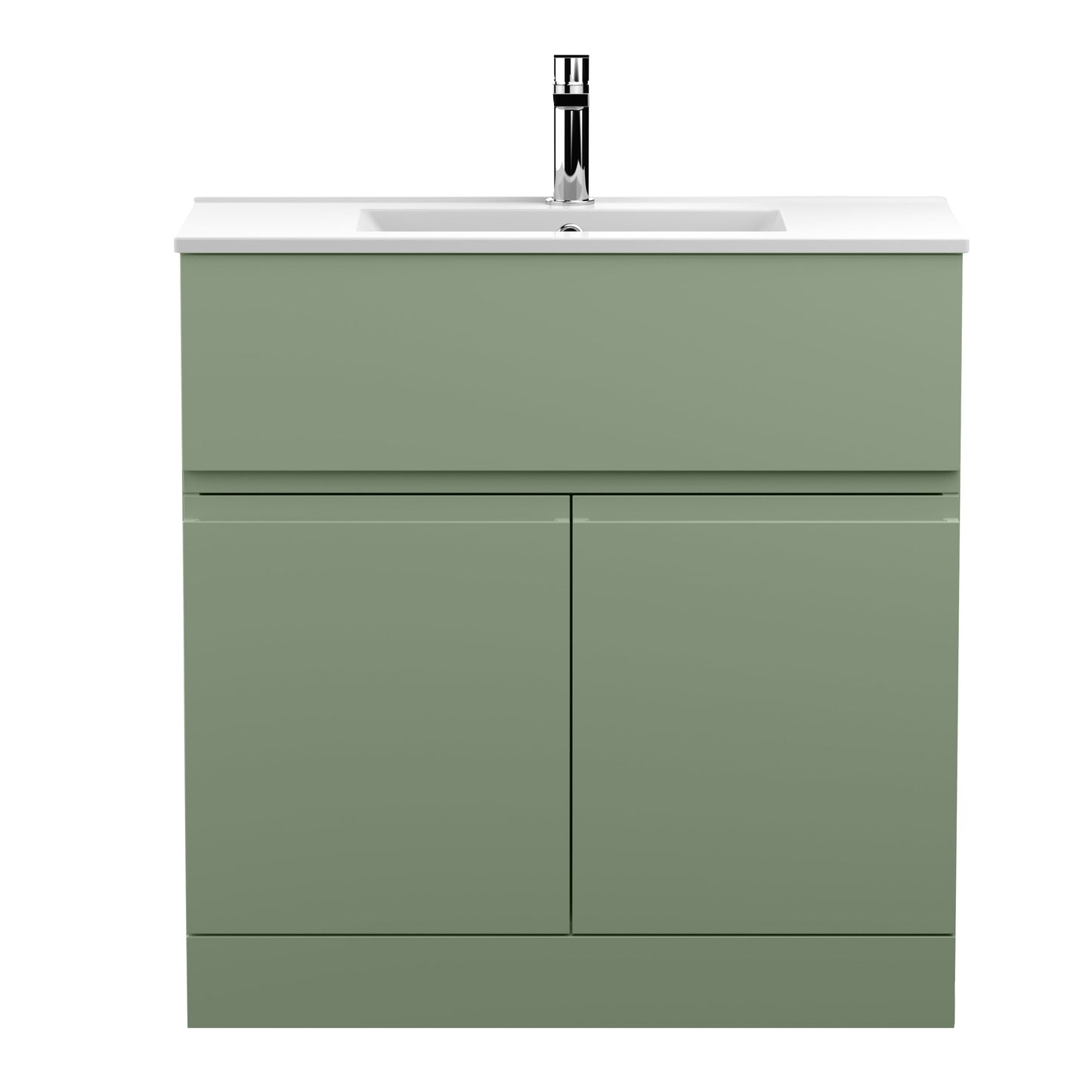 Hudson Reed Urban 800mm Satin Green Floor Standing Vanity Unit with 1 Tap Hole Basin