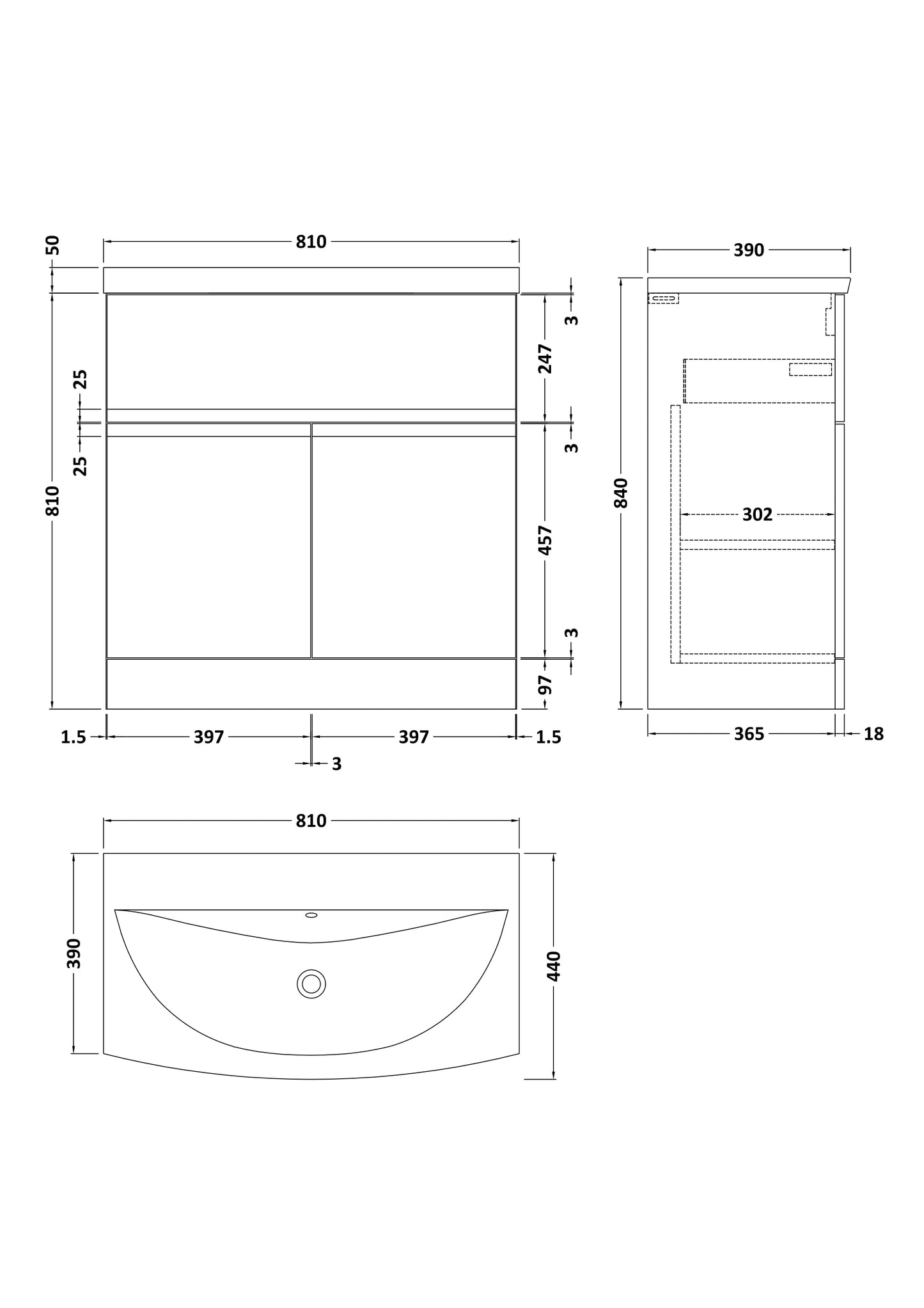 Hudson Reed Urban 800mm Satin Green Floor Standing 2-Door Vanity Unit with Curved 1 Tap Hole Basin