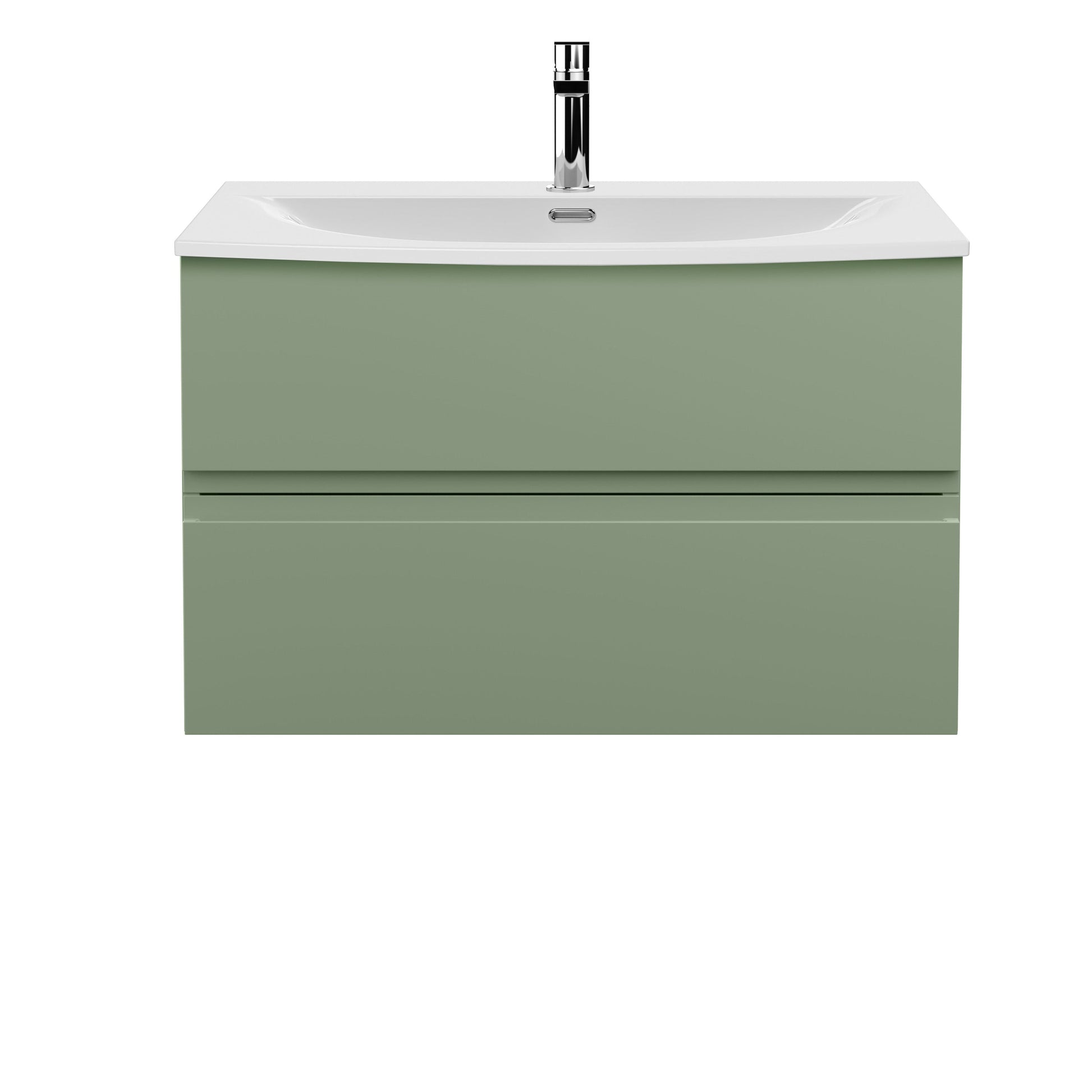 Hudson Reed Urban 800mm Satin Green Wall Hung 2-Drawer Vanity Unit with 1 Tap Hole Basin