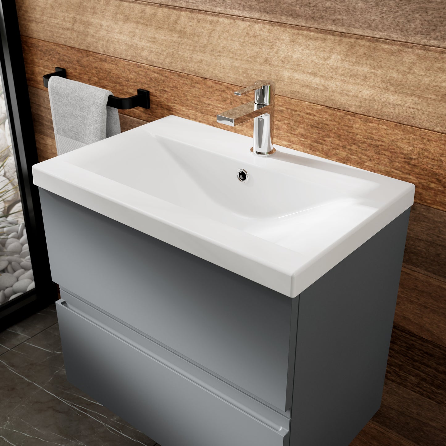 Hudson Reed Urban 800mm Wall Hung 2 Drawer Vanity Unit with Mid-Edge Basin