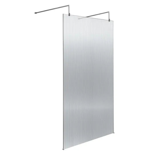 1000mm Fluted Wetroom Scren with Arms & Feet Polished Chrome