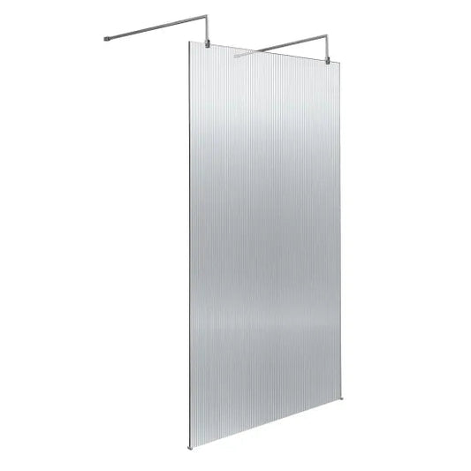 1000mm Fluted Wetroom Scren with Arms & Feet Polished Chrome