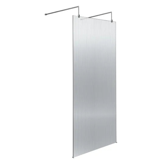 800mm Fluted Wetroom Scren with Arms & Feet Polished Chrome