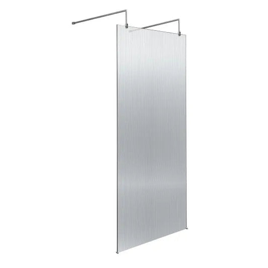 800mm Fluted Wetroom Scren with Arms & Feet Polished Chrome