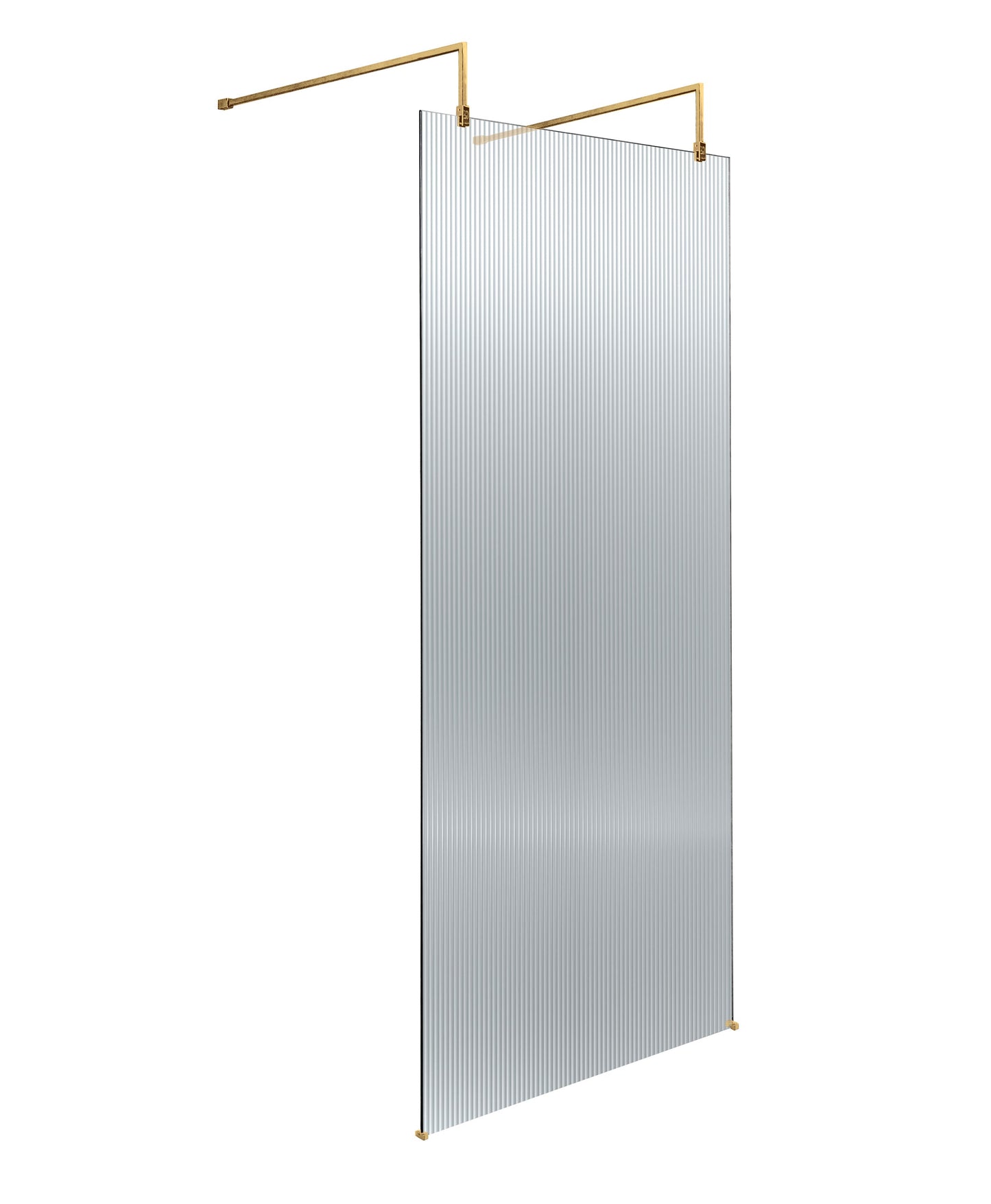 800mm Fluted Wetroom Scren with Arms & Feet Brushed Brass