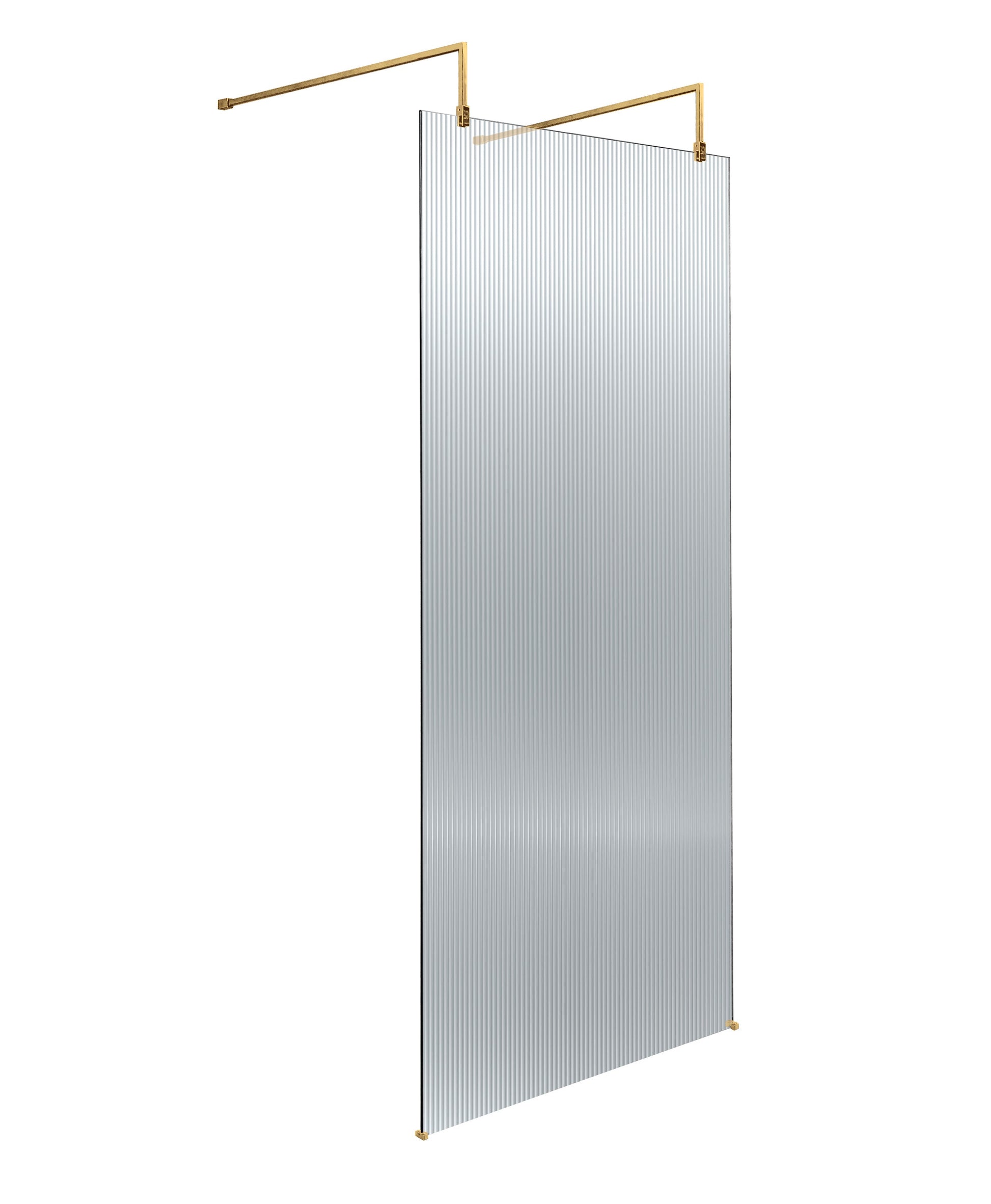 800mm Fluted Wetroom Scren with Arms & Feet Brushed Brass