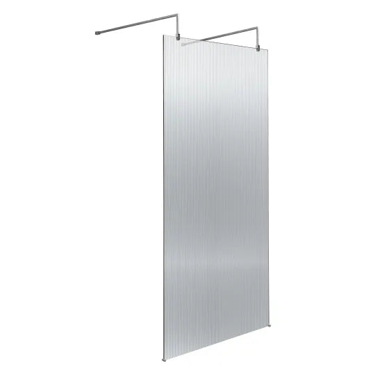 900mm Fluted Wetroom Scren with Arms & Feet Polished Chrome
