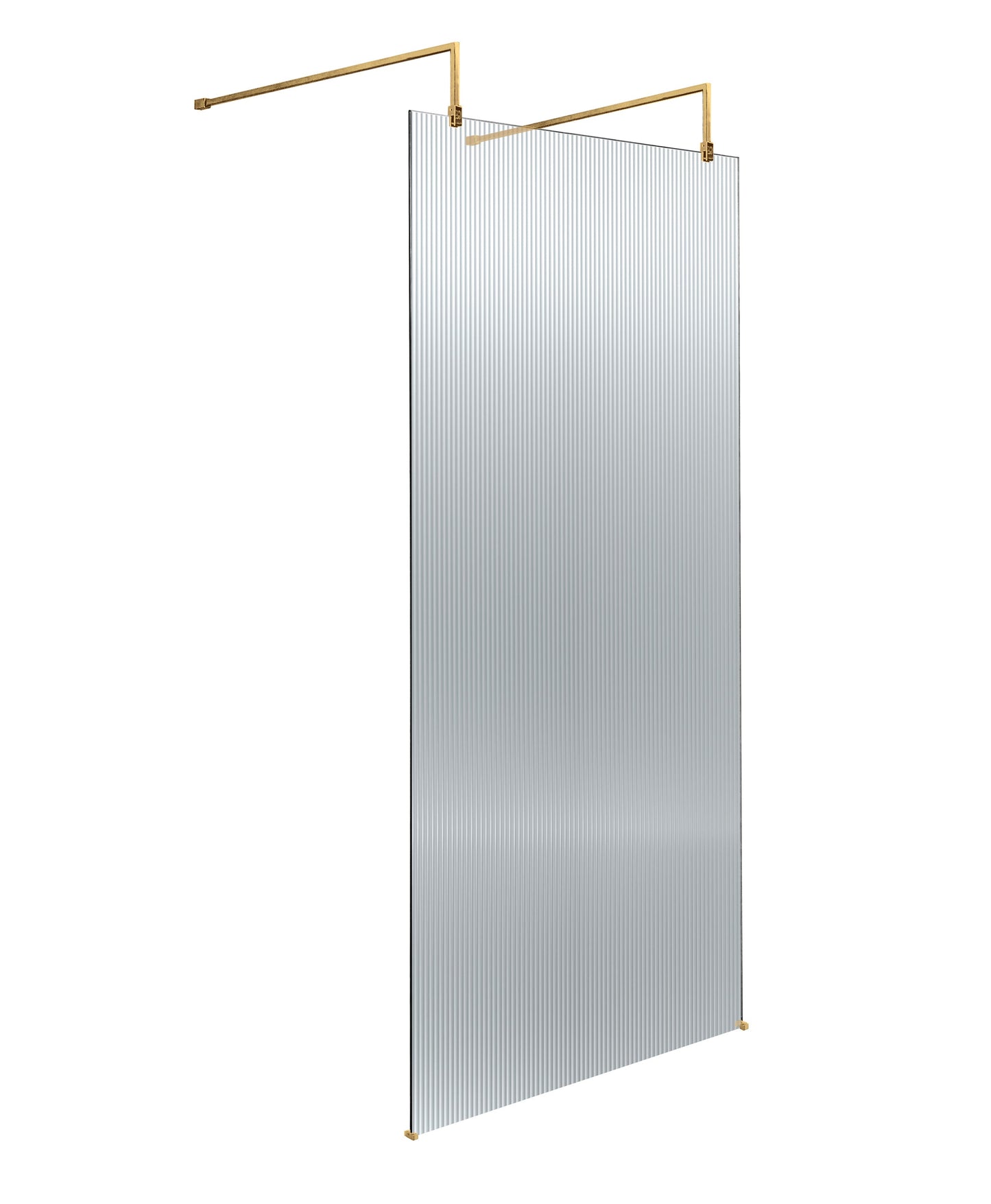 900mm Fluted Wetroom Scren with Arms & Feet Brushed Brass