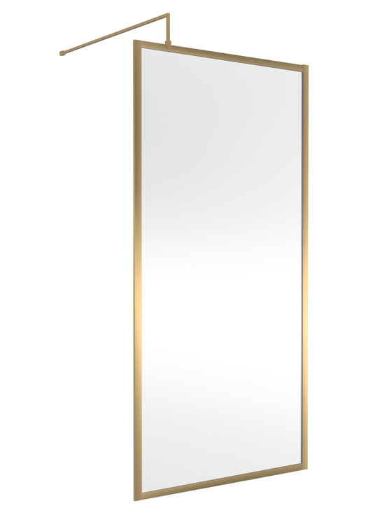 Full Outer Frame Wetroom Screens Full Outer Frame Wetroom 8mm Toughened Safety Glass Screen & Support Bar 1950mm x 1000mm x 8mm