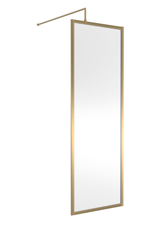 Full Outer Frame Wetroom Screens Full Outer Frame Wetroom 8mm Toughened Safety Glass Screen & Support Bar 1950mm x 700mm x 8mm