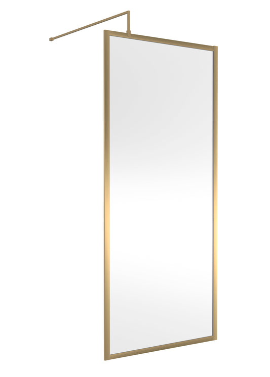 Full Outer Frame Wetroom Screens Full Outer Frame Wetroom 8mm Toughened Safety Glass Screen & Support Bar 1950mm x 900mm x 8mm
