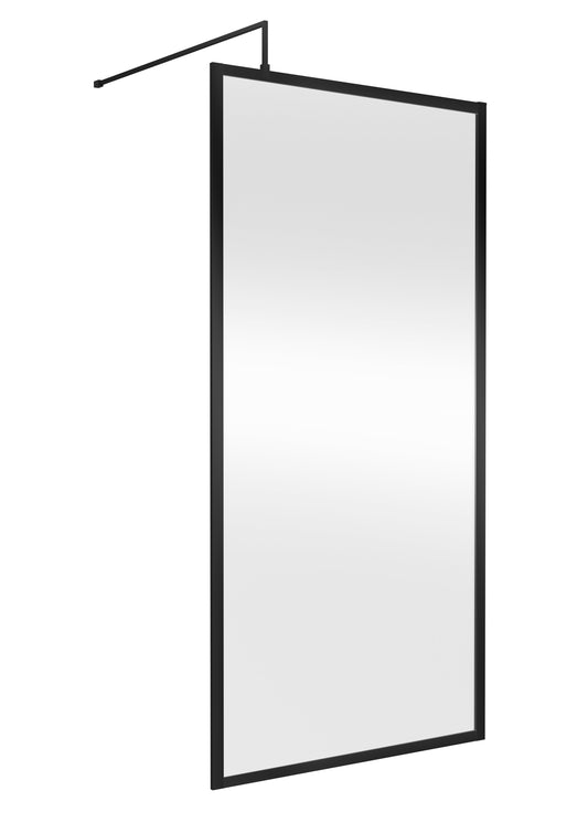 Full Outer Frame Wetroom Screens Full Outer Frame Wetroom 8mm Toughened Safety Glass Screen & Support Bar 1950mm x 1000mm x 8mm