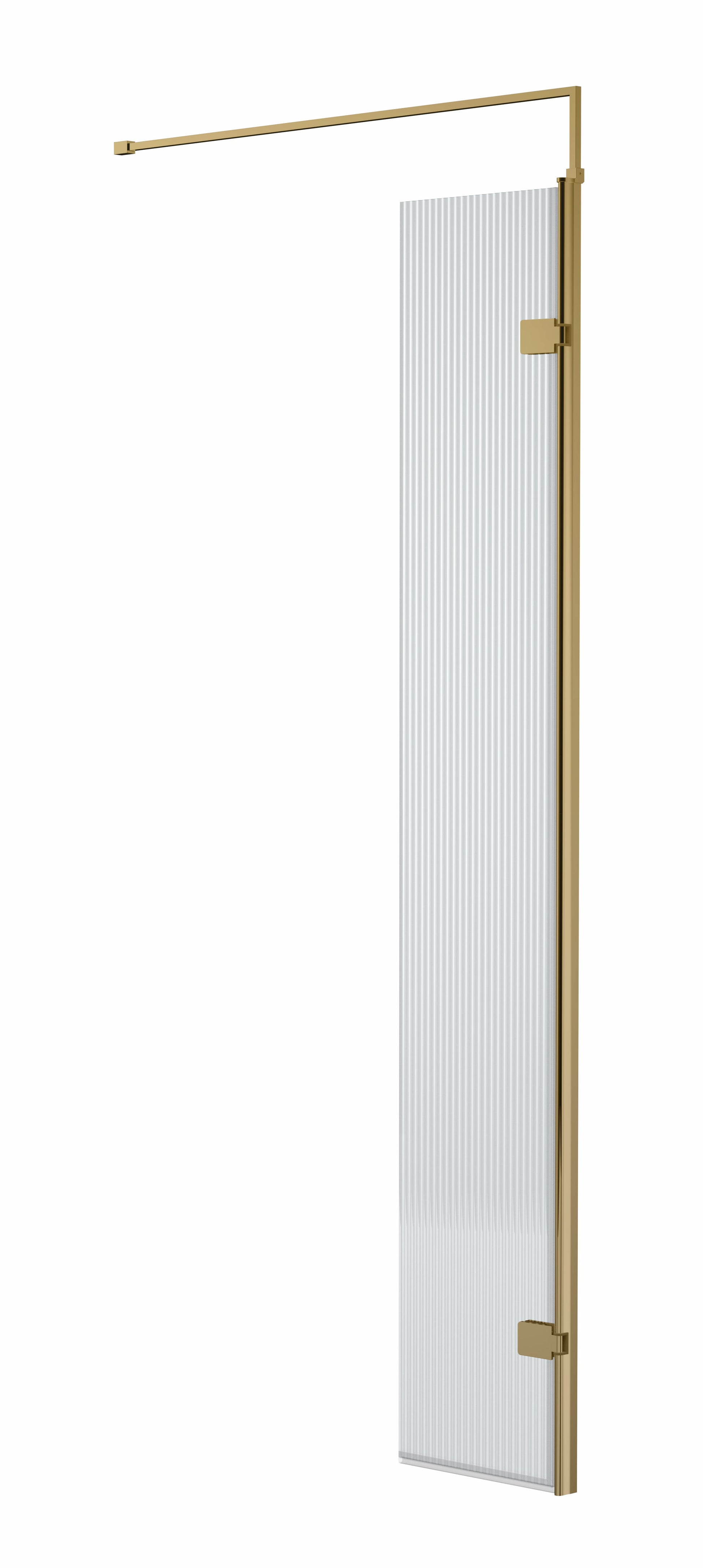 Fluted Wetroom Fluted Wetroom 8mm Toughened Safety Glass Swing Return Screen, 300mm x 1950mm