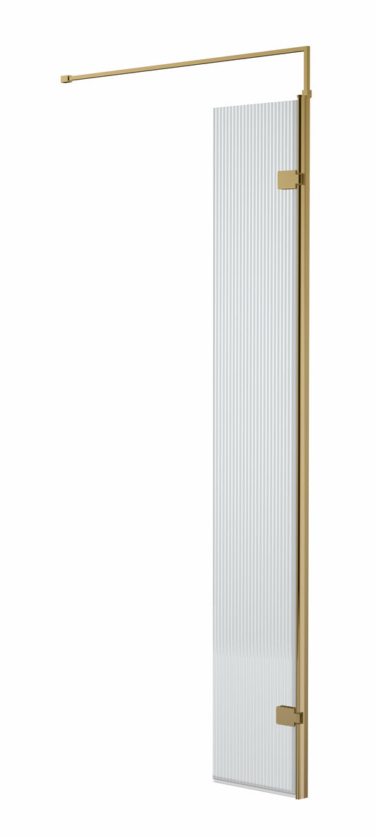 Fluted Wetroom Fluted Wetroom 8mm Toughened Safety Glass Swing Return Screen, 300mm x 1950mm