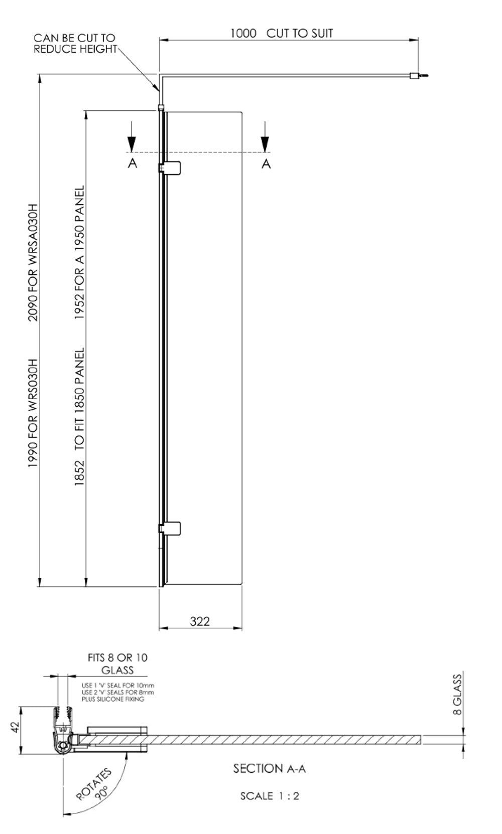 300mm Wetroom Swing Screen