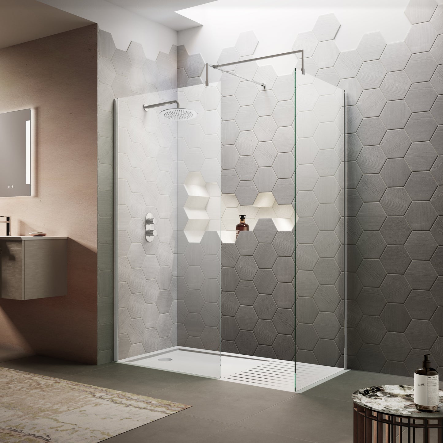 1400mm Wetroom Screen & Support Bar