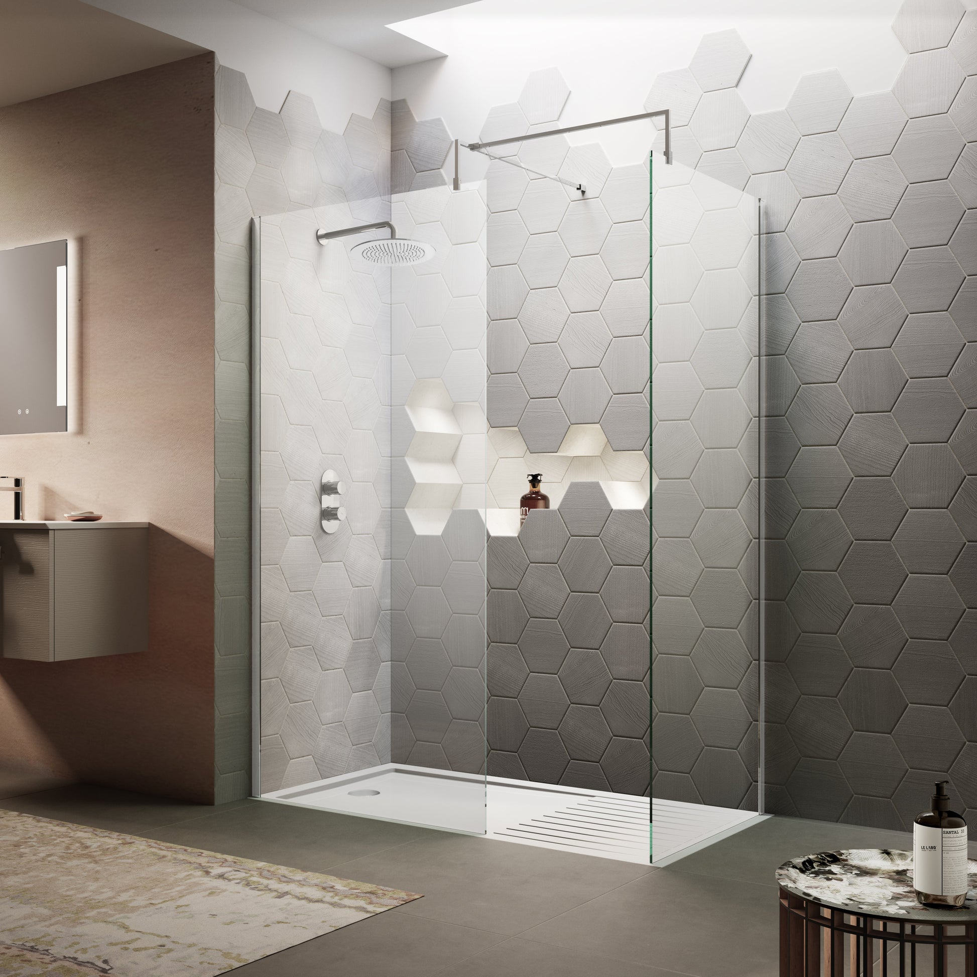 1400mm Wetroom Screen & Support Bar