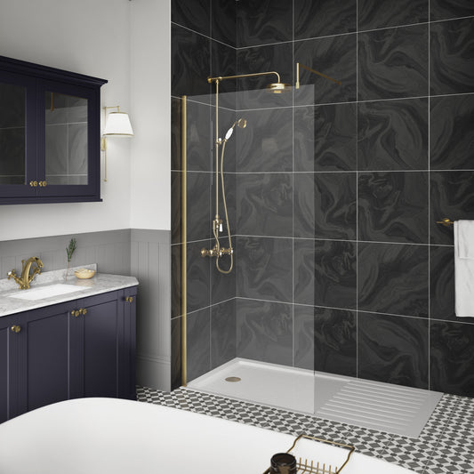 1000mm Wetroom Screen With Brass Support Bar