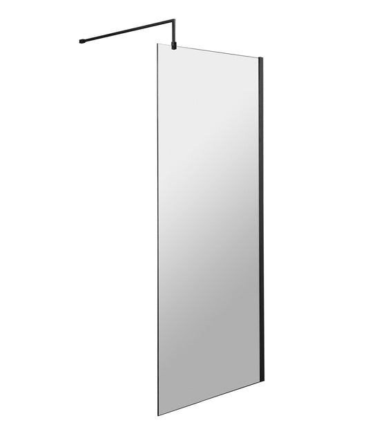 700mm Wetroom Screen With Black Support Bar