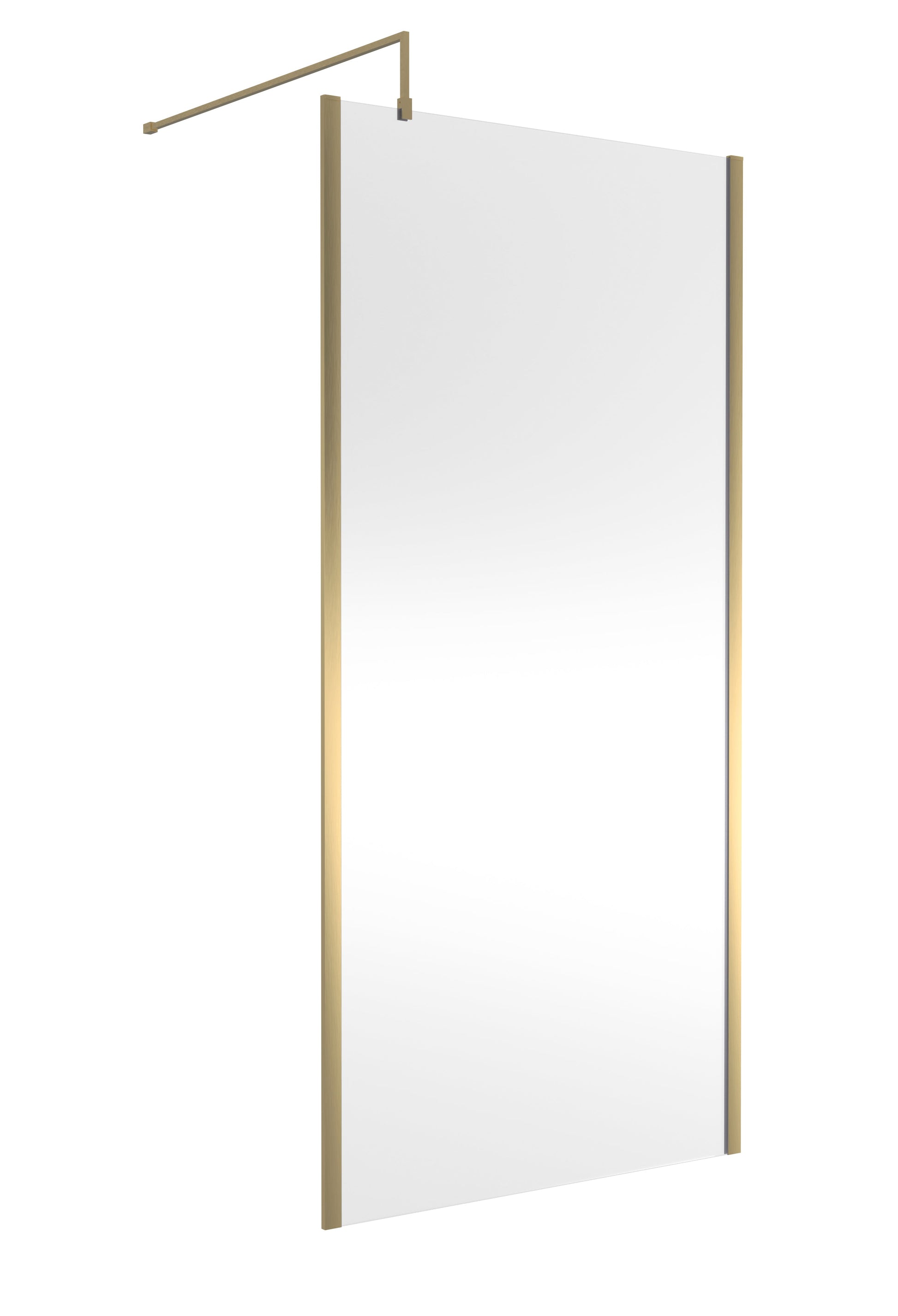Hudson Reed 1000mm Brushed Brass Semi-Frameless Wetroom Screen With Support Bar and Profile Kit